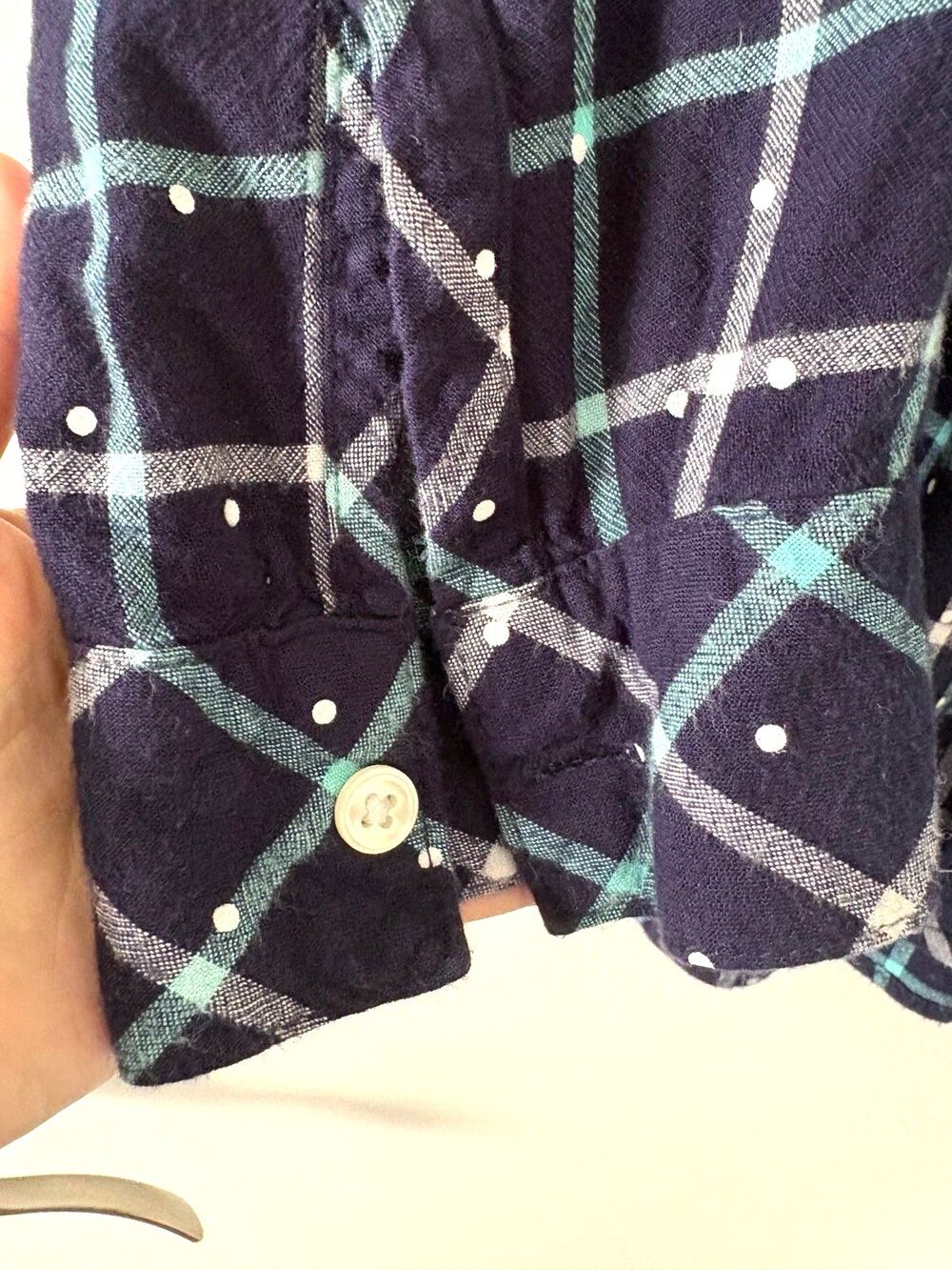Navy Plaid Tunic Blouse Cozy L Barnyard Farmhouse Cottage Dainty Croft Barrow - Picture 5 of 8